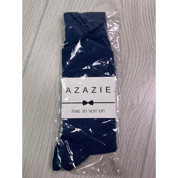 Azazie Mens Neptune Blue Matte Satin Wide Tie and Cotton Socks Set New - Picture 7 of 10